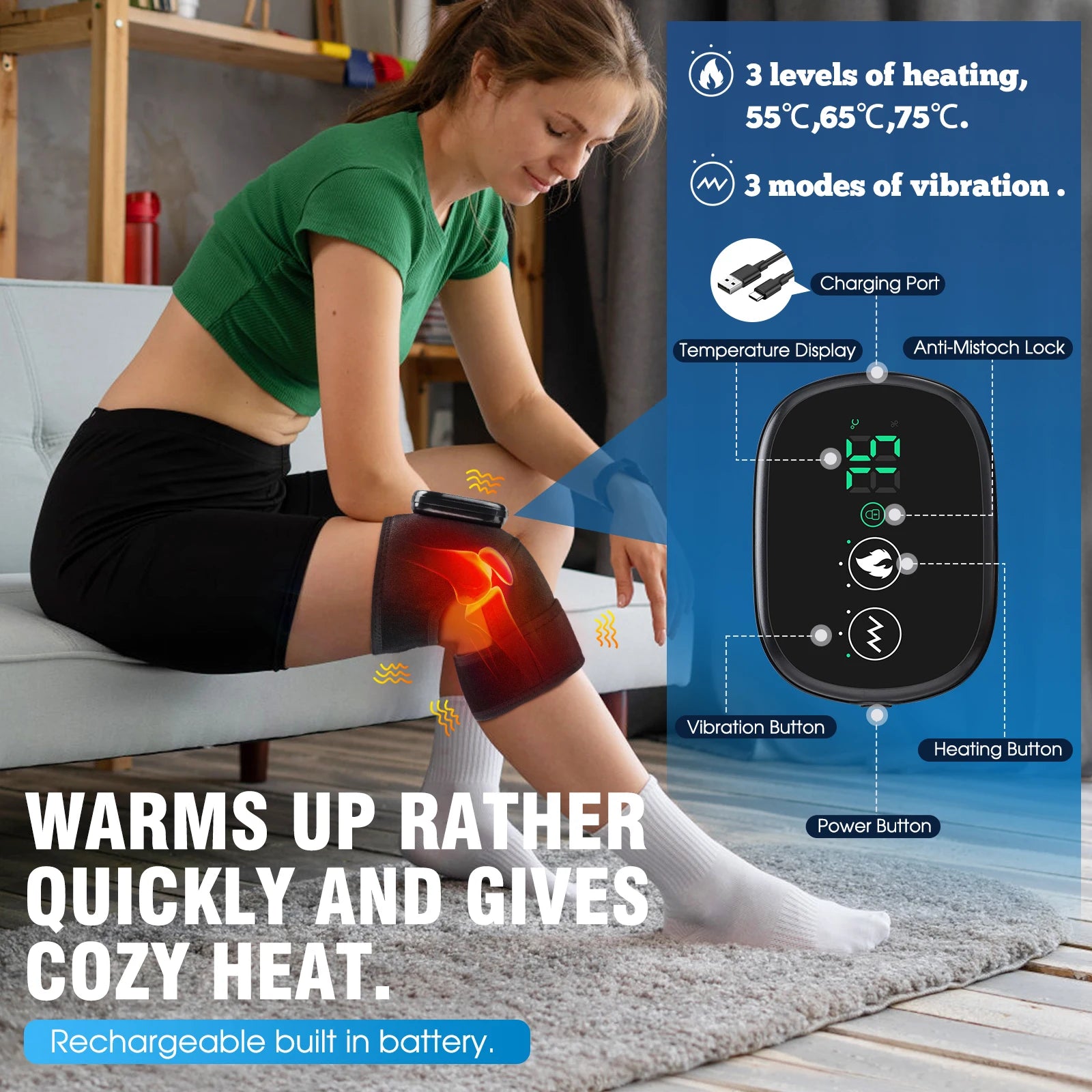 Heating Knee Pad with Vibration Massage